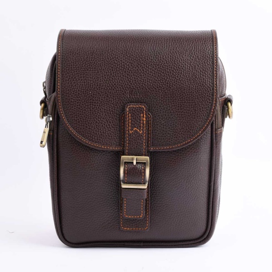 کیف کراس بادی مردانه طرح 5005 چرم فلوتر قهوه ای