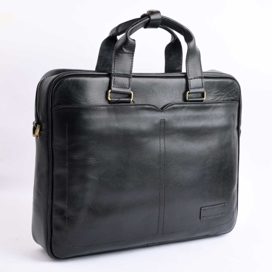 کیف اداری مردانه کد 5209 چرم ساده مشکی G2
