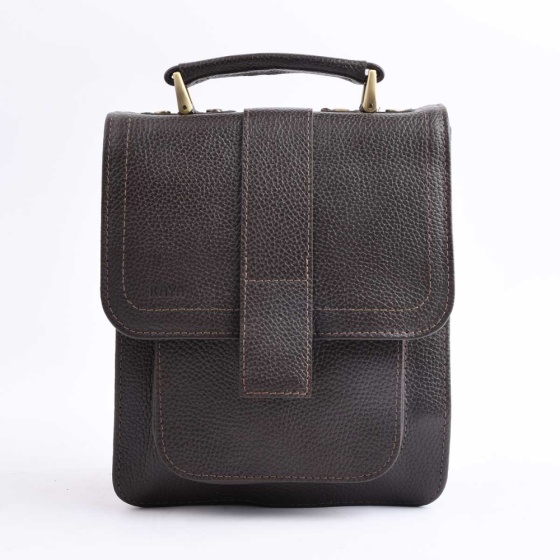 کیف کراس بادی مردانه طرح گوان چرم فلوتر قهوه ای(قفل رمزدار)