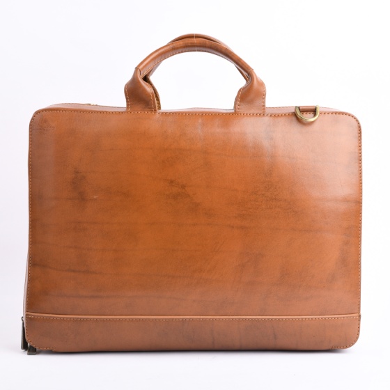 کیف اداری مردانه طرح مارسی چرم ساده عسلی