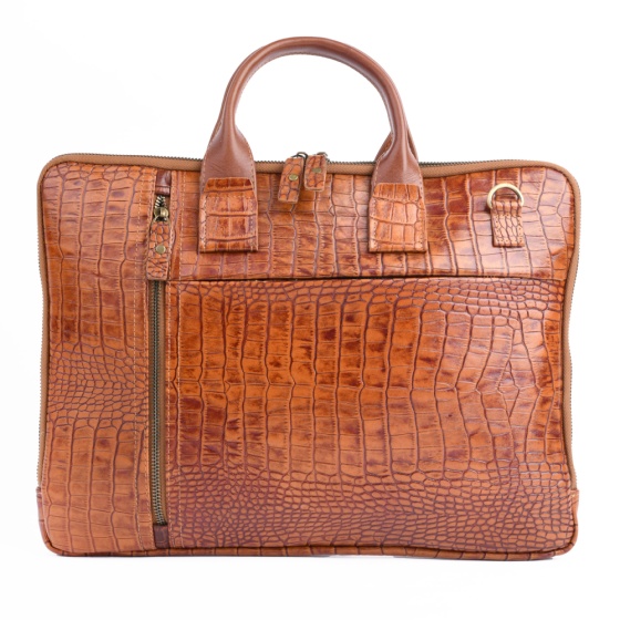 کیف اداری طرح آی تک چرم کروکو عسلی