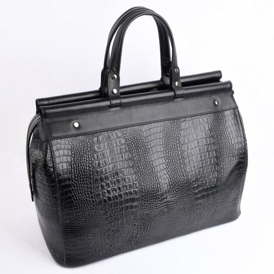 کیف مسافرتی طرح عرش چرم مشکی کروکودیل