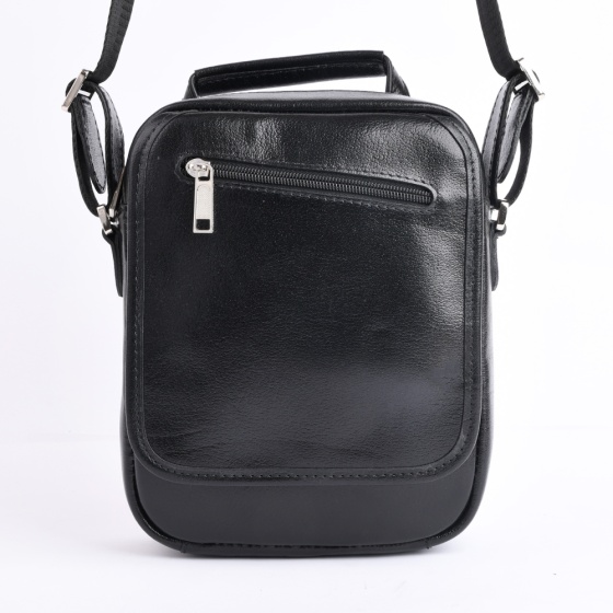 کیف کراس بادی مردانه طرح فارا چرم ساده مشکی