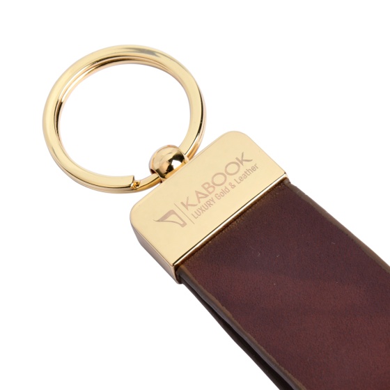 جاکلیدی چرم قهوه ای ساده