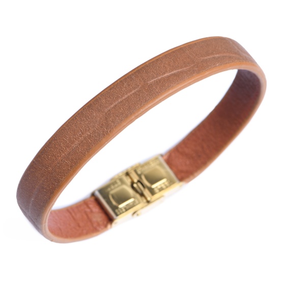 دستبند چرم کروکودیل عسلی