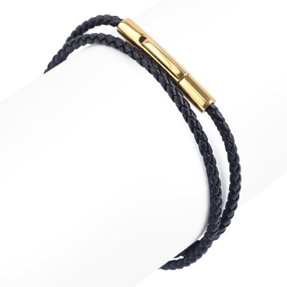 دستبند زنانه دو دور بافت ریز مشکی