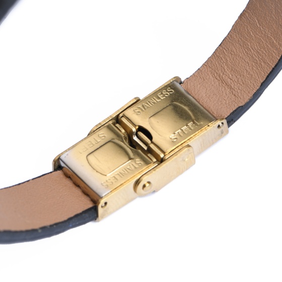 دستبند چرم مشکی کروکودیل