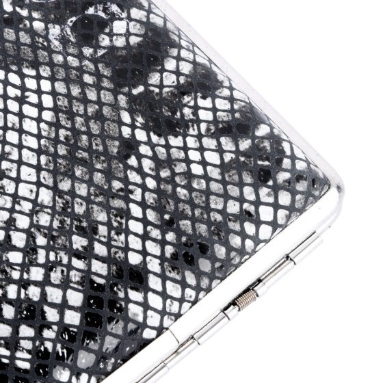 جعبه سیگار چرم پوست ماری مشکی