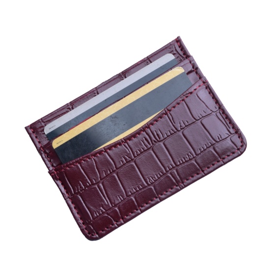 کیف کارت چرم زرشکی کروکودیل چری