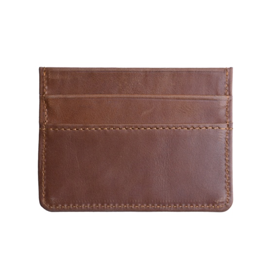 کیف کارت چرم عسلی ساده