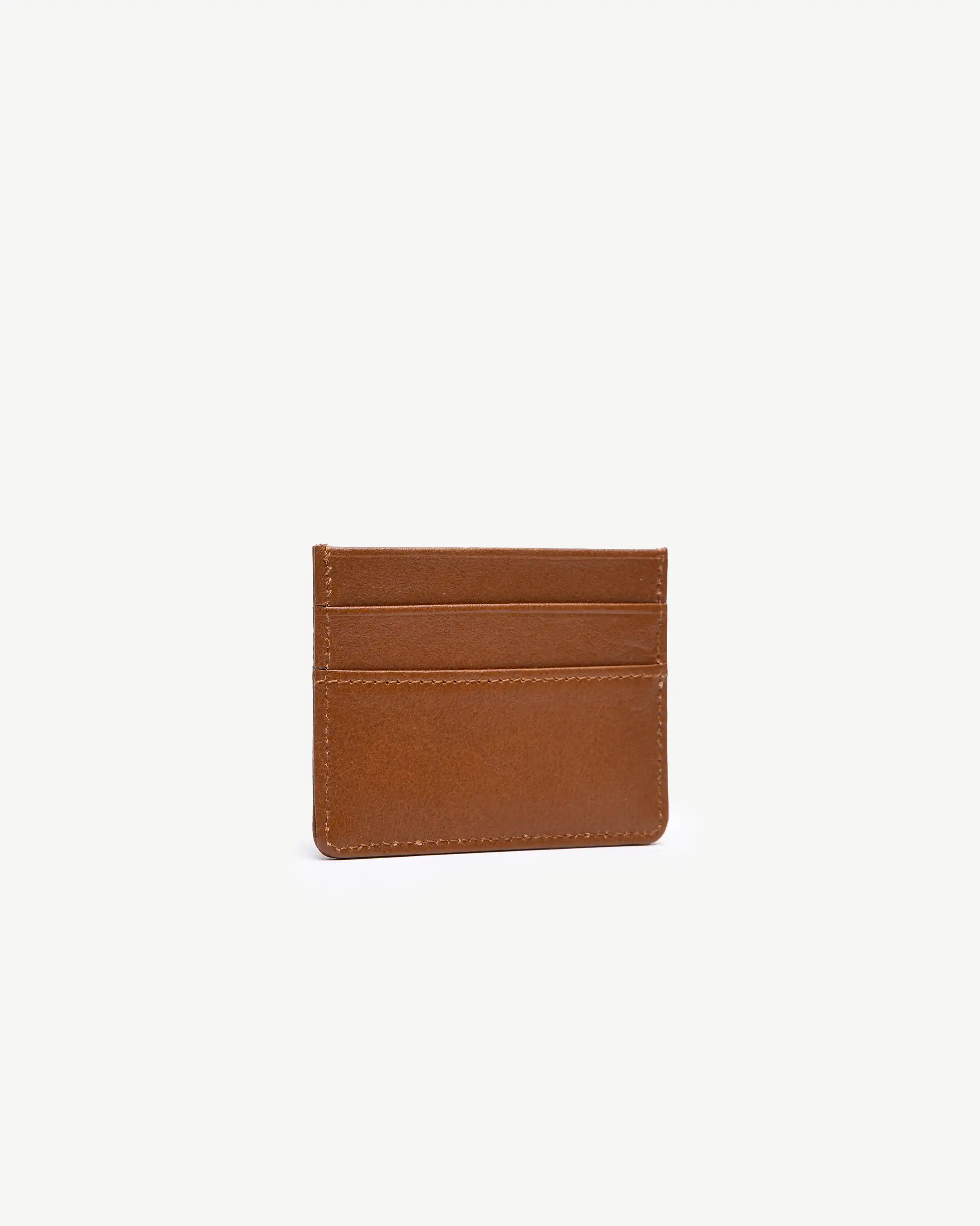 کیف کارت چرم طبیعی عسلی ساده