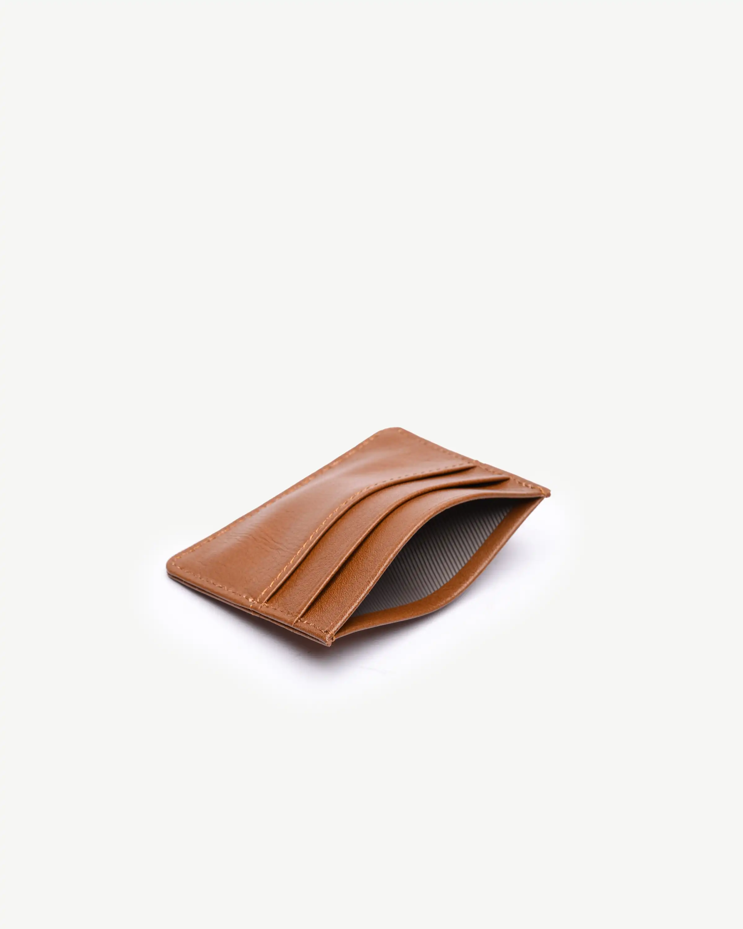 کیف کارت چرم طبیعی عسلی ساده