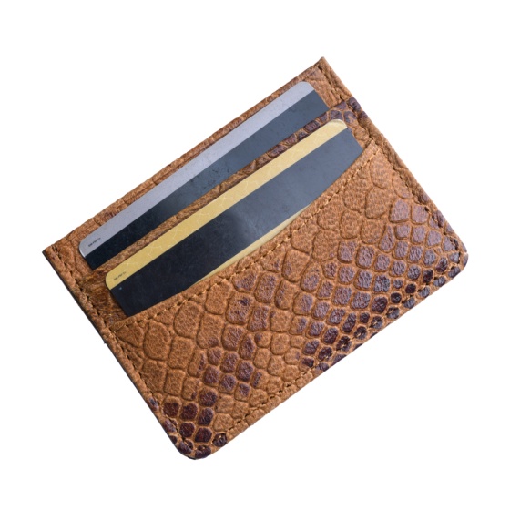 کیف کارت چرم قهوه ای پوست ماری