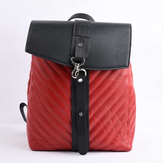 کوله پشتی طرح 5012 چرم قرمز و مشکی