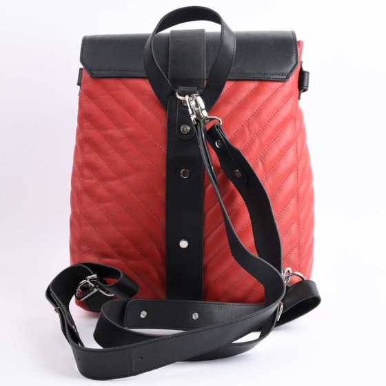 کوله پشتی طرح 5012 چرم قرمز و مشکی