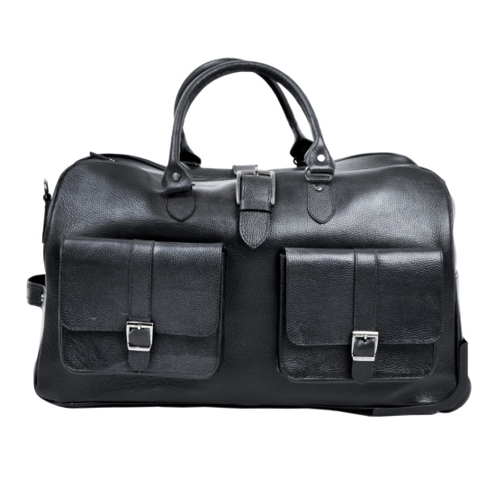 کیف مسافرتی چرخ دار چرم مشکی فلوتر