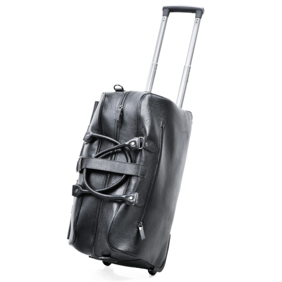 کیف مسافرتی چرخ دار چرم مشکی فلوتر