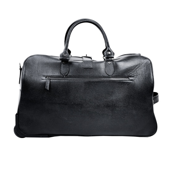 کیف مسافرتی چرخ دار چرم مشکی فلوتر