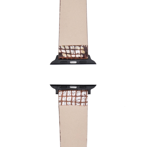 بند اپل واچ چرم پوست ماری قهوه ای