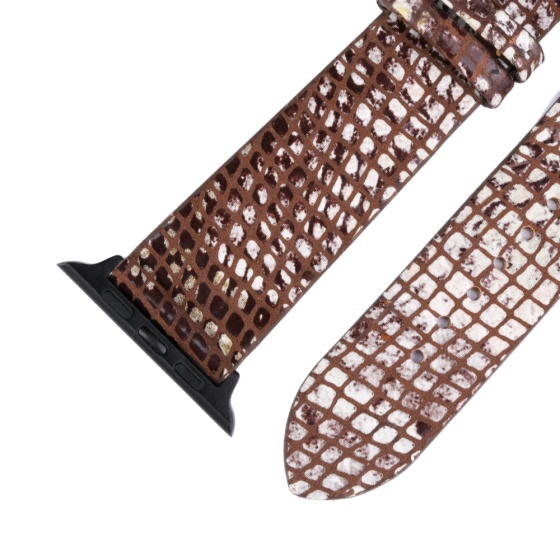 بند اپل واچ چرم پوست ماری قهوه ای