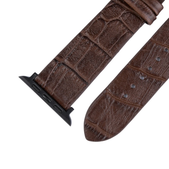 بند اپل واچ چرم کروکودیل قهوه ای مردانه