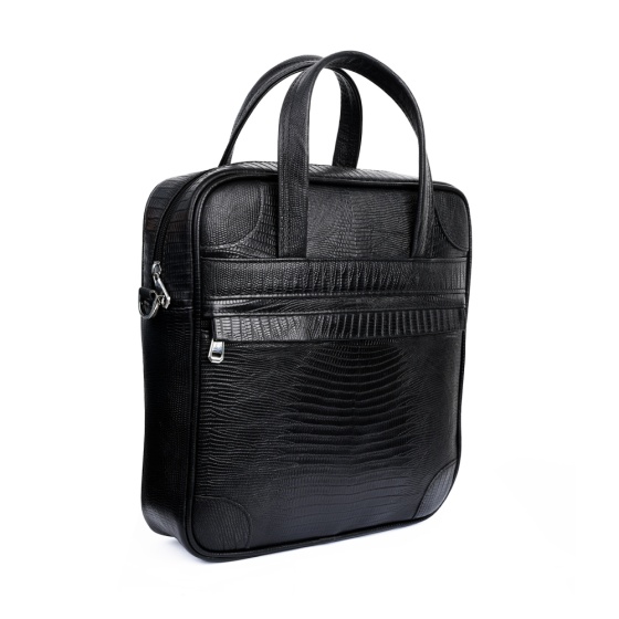 کیف دوشی مردانه طرح مینی کابوک چرم لیزارد مشکی