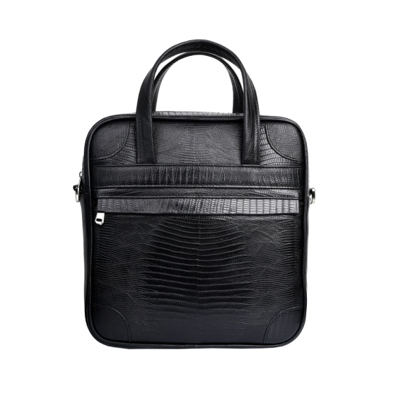 کیف دوشی مردانه طرح مینی کابوک چرم لیزارد مشکی