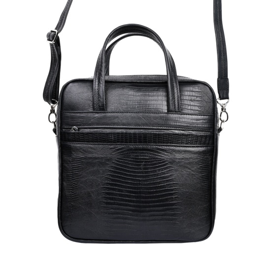 کیف دوشی مردانه طرح مینی کابوک چرم لیزارد مشکی