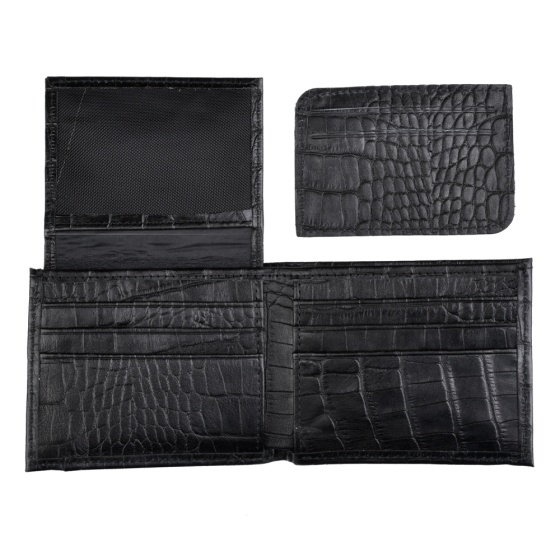 کیف جیبی طرح نظام چرم مشکی کروکودیل