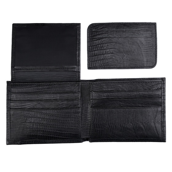 کیف جیبی طرح نظام چرم مشکی لیزارد