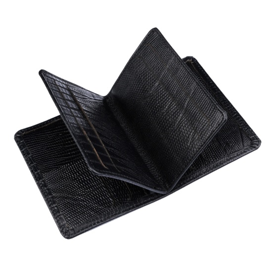 کیف کارت 4 لت طرح نظام چرم مشکی لیزارد