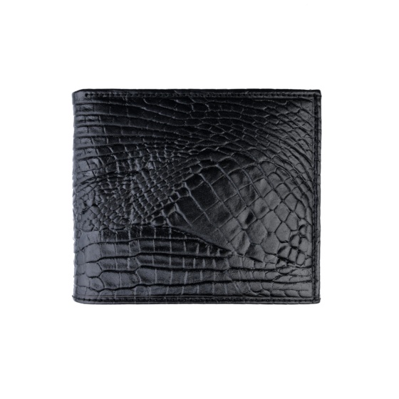 کیف پول جیبی طرح راد چرم مشکی کروکودیل