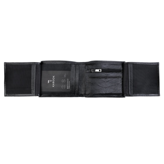 کیف پول جیبی طرح راد چرم مشکی لیزارد