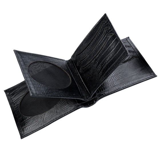 کیف پول جیبی طرح بامداد چرم مشکی لیزارد