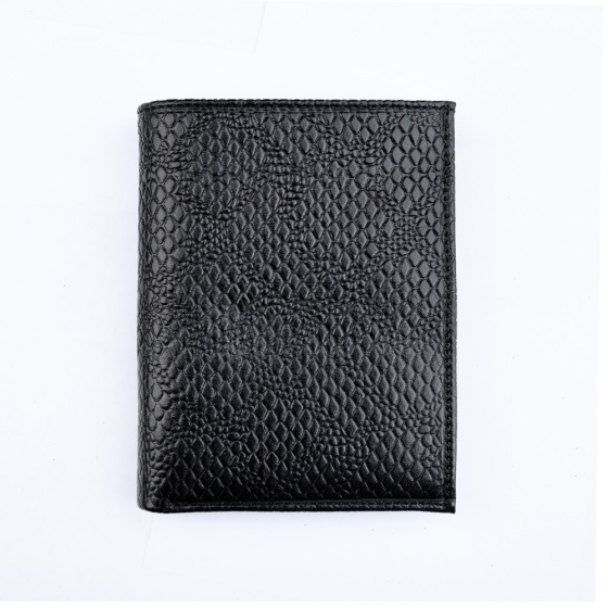 کیف پول کتابی طرح آراد چرم مشکی پوست ماری