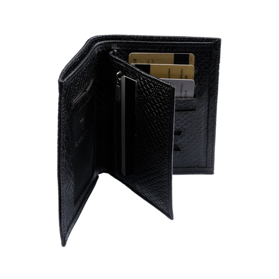 کیف پول کتابی طرح آراد چرم مشکی پوست ماری