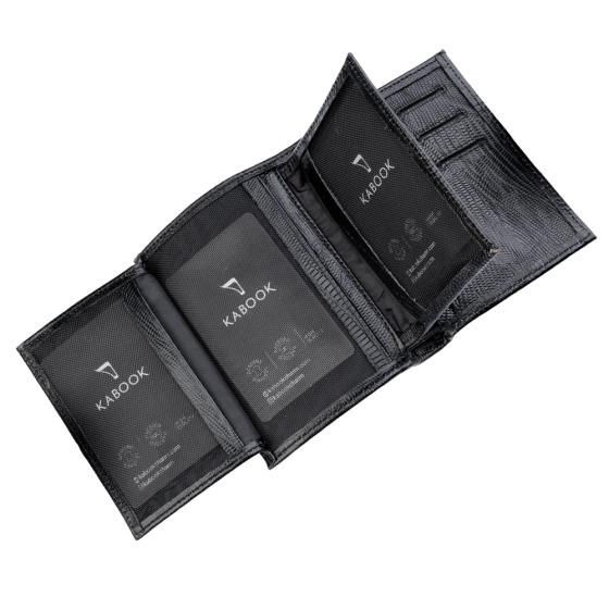 کیف پول کتابی طرح پارس چرم مشکی لیزارد