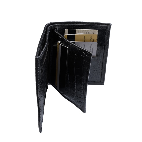 کیف پول کتابی طرح آراد چرم مشکی کروکودیل