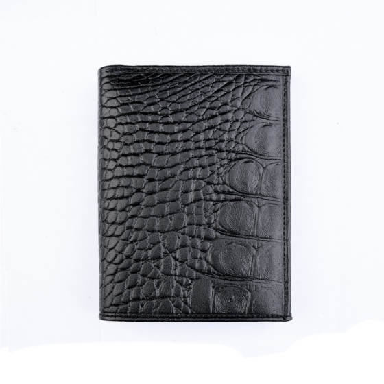 کیف پول کتابی طرح پارس چرم مشکی کروکودیل