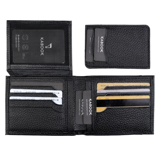 کیف پول جیبی طرح هورام چرم مشکی فلوتر