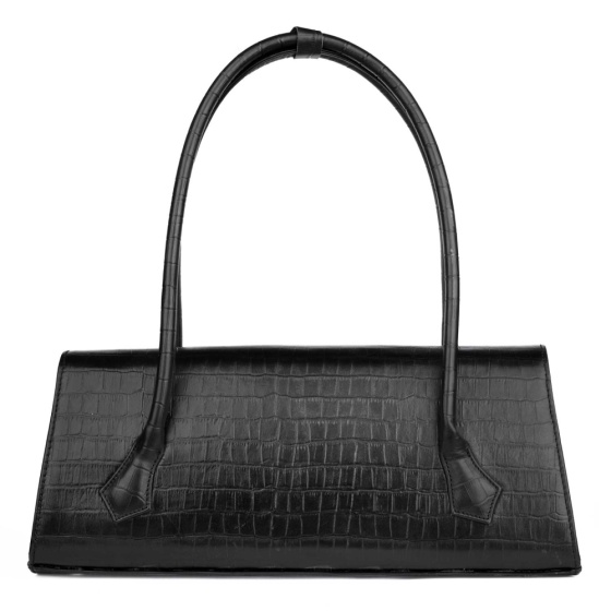 کیف دوشی زنانه چرم مشکی کروکودیل طرح املین