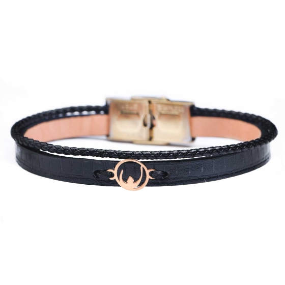 دستبند مردانه طلا چرم حرف ن