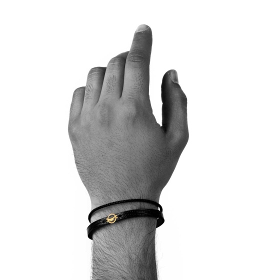 دستبند مردانه طلا چرم حرف پ