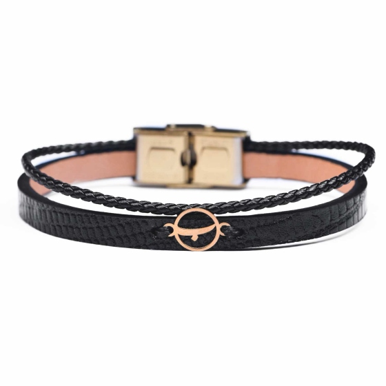 دستبند مردانه طلا چرم حرف ب