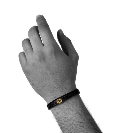 دستبند مردانه طلا چرم حرف ک