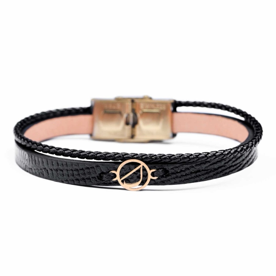 دستبند مردانه طلا چرم حرف ک