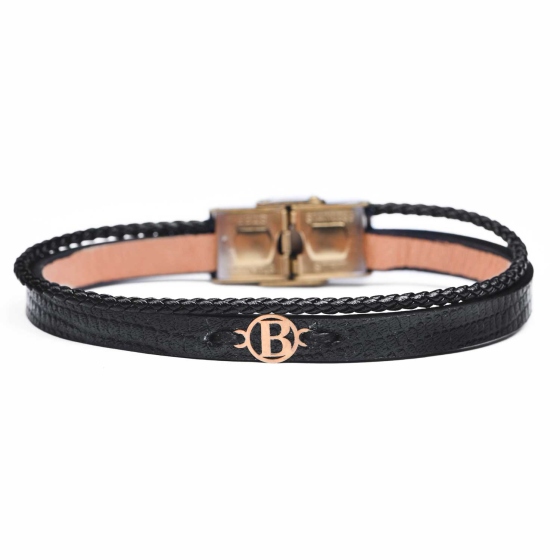 دستبند مردانه طلا چرم حرف B