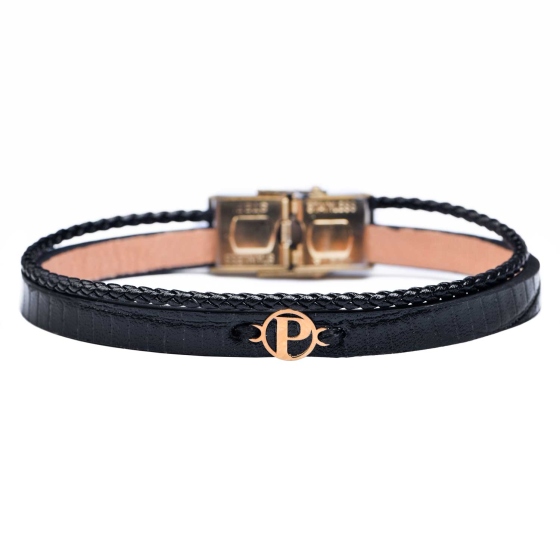 دستبند مردانه طلا چرم حرف P