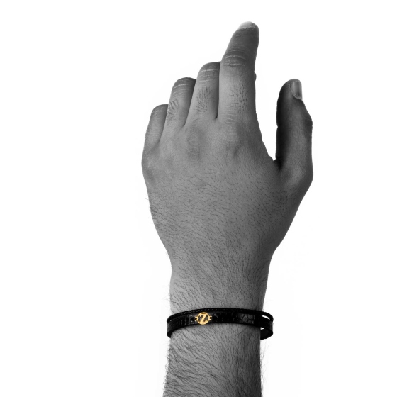 دستبند مردانه طلا چرم حرف Z