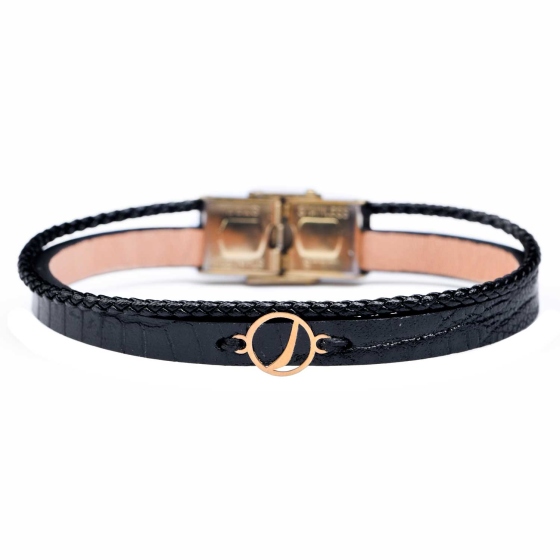 دستبند مردانه طلا چرم حرف ر